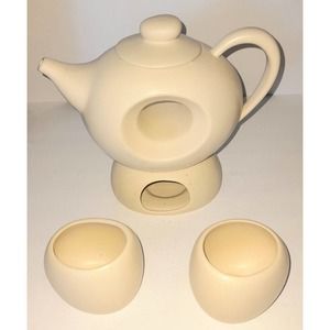 Mid Century Modern Doughnut Shaped Teapot Set W/warmer
